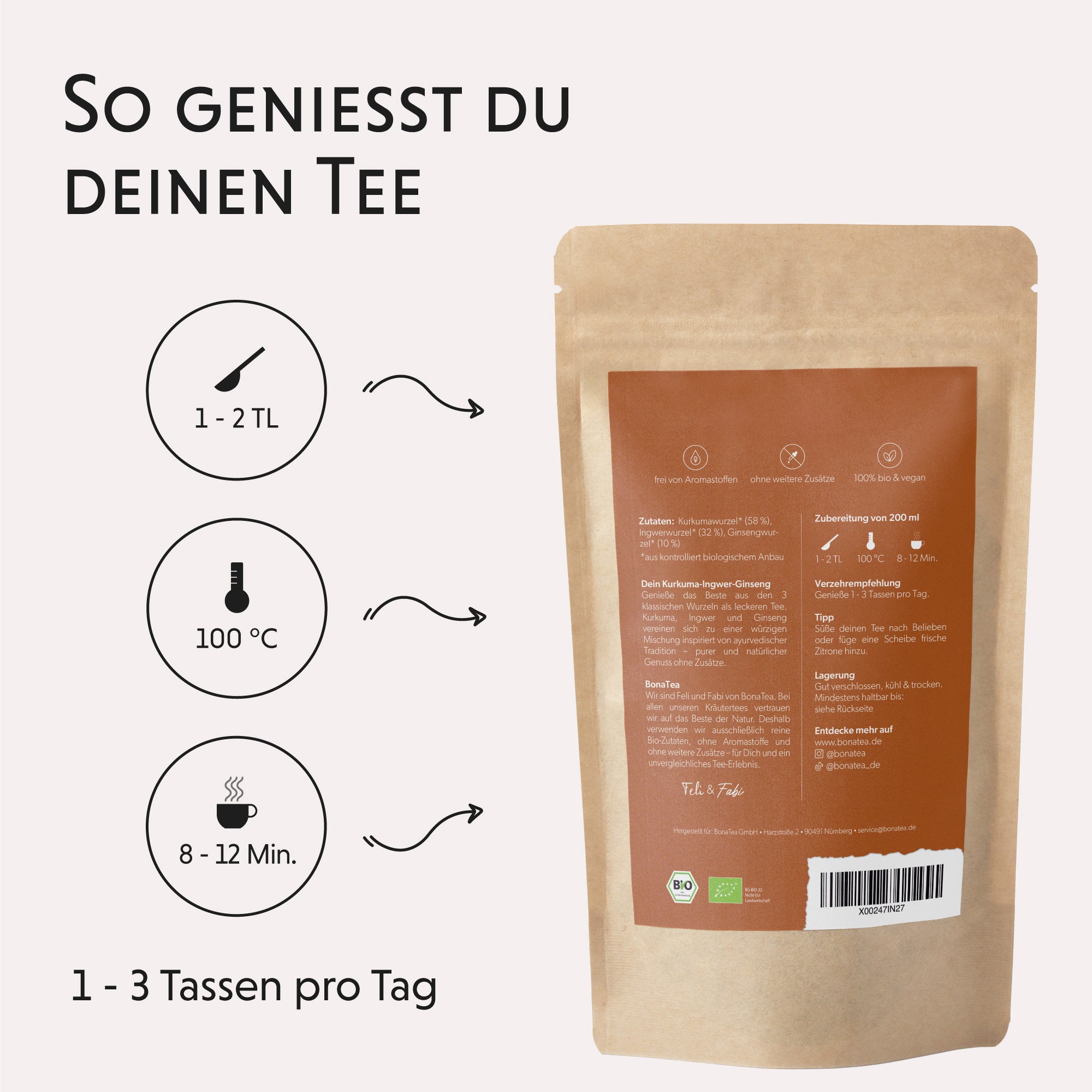 Dein Kurkuma-Ingwer-Ginseng - Gewürztee, 150g